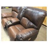 Brown Leather reclining love seat
