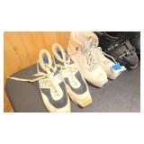 Trak cross county ski shoe size 43, Aplina size 40, and ski boots Anthea Lange size 26.5