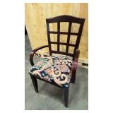 Vintage wood table with metal legs and casters, and 4 solid wood chairs