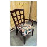 Vintage wood table with metal legs and casters, and 4 solid wood chairs