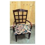 Vintage wood table with metal legs and casters, and 4 solid wood chairs