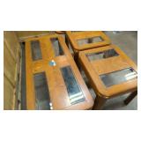 Solid wood side tables and matching coffe table with glass inserts
