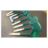 Set of green utensils