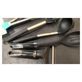 Set of black kitchen utensils