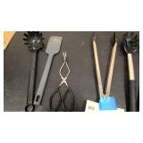 Set of black kitchen utensils