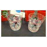 4 Vintage German Xmas Coffee cups and two snowman glasses
