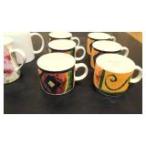 4 blue Corelle Stoneware coffee cups, 2 misc coffee cups, and 6 majesticware coffee cups