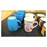 4 blue Corelle Stoneware coffee cups, 2 misc coffee cups, and 6 majesticware coffee cups