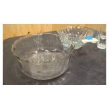 4 misc crystall glasses, large crystal bowl, decorative glass bowl