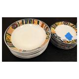 Set of Majesticware bowls 7, small plates 8, and  smaller plates 8