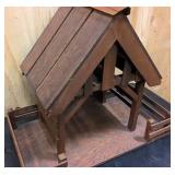 Large solid wood nativity stable