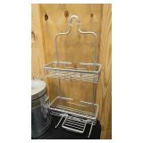 Small bathroom trash can, shower caddy, and hanging caddy