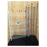 Metal media rack, and rolling wire shelf