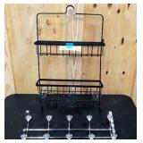 Black shower caddy, and decorative door hanger
