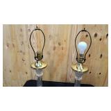 Pair of vintage brass table lamps (one missing shade)