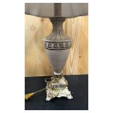 Vintage white table lamp with shade 29" tall