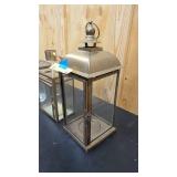 3 Misc candle holders - ine glass, and two glass and metal