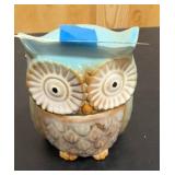 Small painted cermaic owl jar with lid