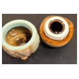 Small painted cermaic owl jar with lid