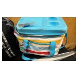 Frauenchuh cooler, raindow cooler, and grey and white umbrella