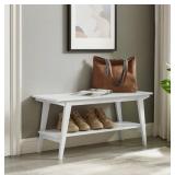 NEW - Walker Edison Minimalist White Bench with Shelf - MSRP - $195