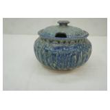 Stoneware Casserole with Lid and Slot for Spoon. (Spongeware?)