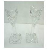 Vintage Candle Holders, Crystal, Wood, and Milk Glass