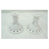 Vintage Candle Holders, Crystal, Wood, and Milk Glass