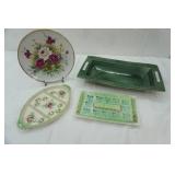 Vintage Ceramic Serving Trays; Modern Ceramic Fish Platter; Vintage Hand-Painted Bone China Plate