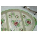 Vintage Ceramic Serving Trays; Modern Ceramic Fish Platter; Vintage Hand-Painted Bone China Plate