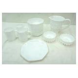 White Milk Glass, Vintage Hobnail Milk Glass Candle Holders