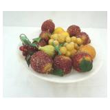 Marble Fruit Bowl with Marble and Other Stone Decorative Fruit