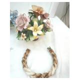 (3ct) Vintage Italian Capodimonte Porcelain Flower Arrangements