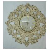 Vintage Syroco Seven Jewels Ornate Wall Clock. 1960s
