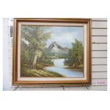 Vintage Landscape Oil Painting on Canvas 30" by 26"