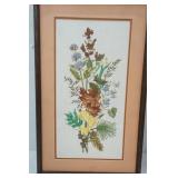 Framed Cross-Stitch from Bernat "Native Flowers" Kit. 16"x25"