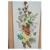 Framed Cross-Stitch from Bernat "Native Flowers" Kit. 16"x25"