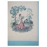 1940s Framed Lithograph Artworks. 10.25"x12.75"