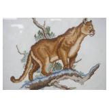 Vintage Needlepoint Artwork. Framed, matted, with glass.