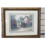 Pair of Framed Prints. 16.5"x13.5". Home Interior Scenic Cottage Gate