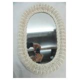 Vintage Oval Wicker Mirror. 18.5"x12"