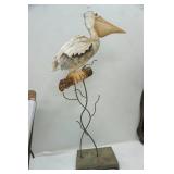 Metal Pelican Standing Sculpture 26.5 tall