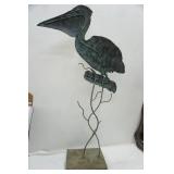 Metal Pelican Standing Sculpture 26.5 tall