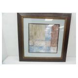 Framed Abstract Art Print. 34"x 33". Signed Nan.