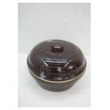 Vintage USA Pottery Brown Pot with Lid