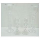 Set of Crystal Candlestick Holders and Set of Tall Crystal Votive Candle Holders