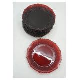 Vintage Avon Ruby Red Glass Dessert Plates 7" diameter. 10ct