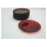 Vintage Avon Ruby Red Glass Dessert Plates 7" diameter. 10ct