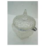 Vintage Anchor Hocking Wexford Pressed Glass Ice Bucket with a Silver-Plated or Chrome Handle