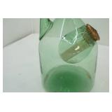 Vintage Hand-Blown Green Glass Italian Wine Decanter with an Ice Chamber